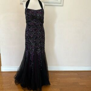Terani Couture beaded purple/black long gown. Size 10.